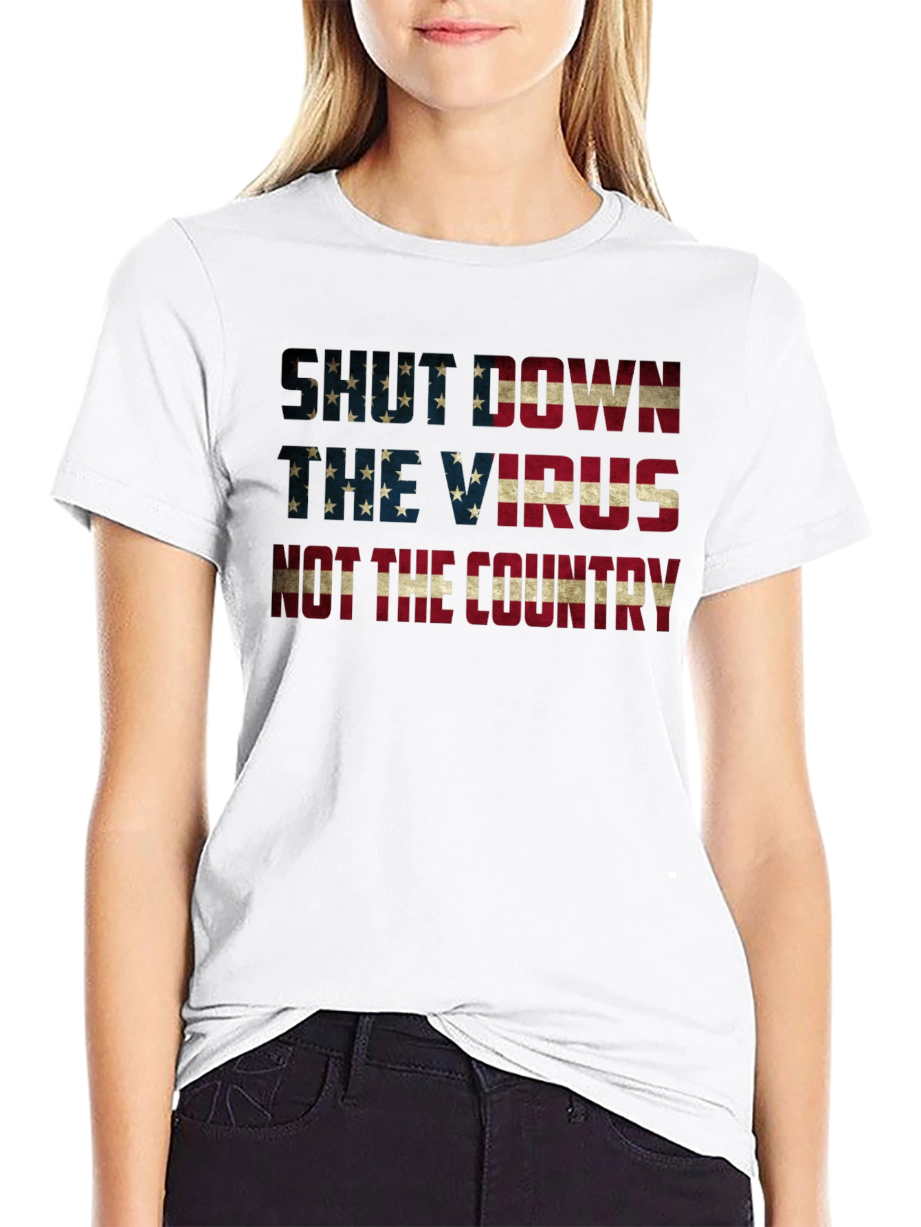 Shut Down Virus Not Country Patriotic T-Shirt