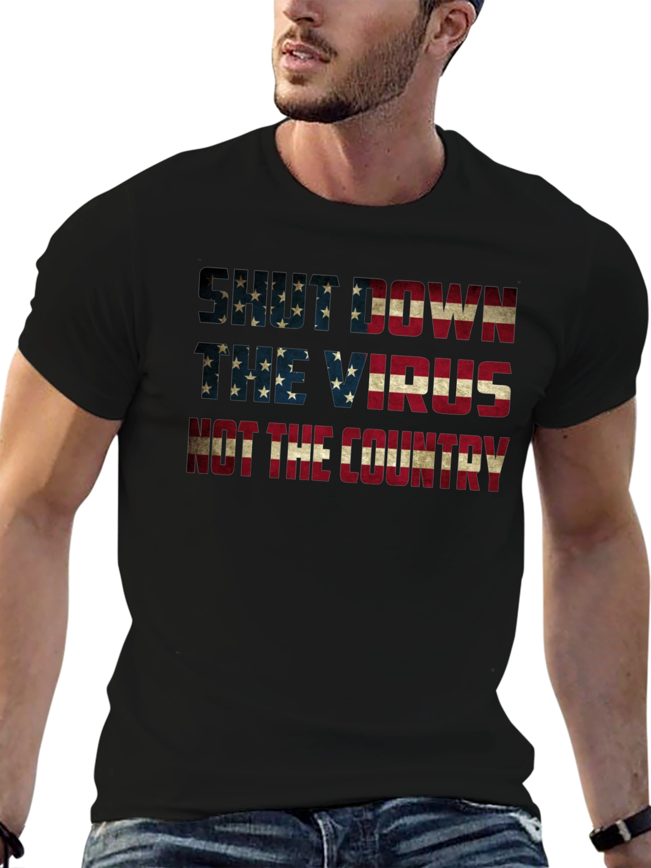 Shut Down Virus Not Country Patriotic T-Shirt