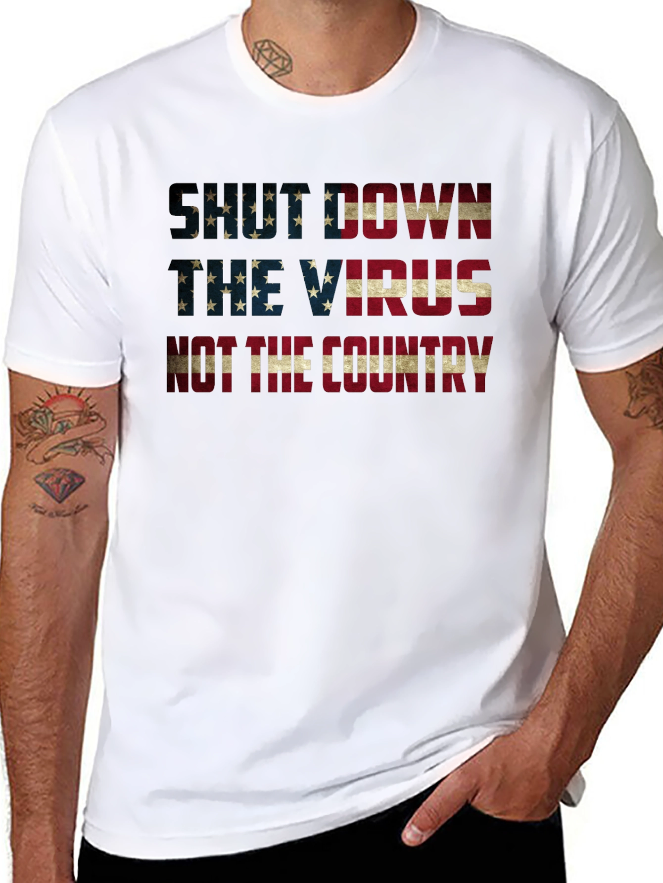 Shut Down Virus Not Country Patriotic T-Shirt