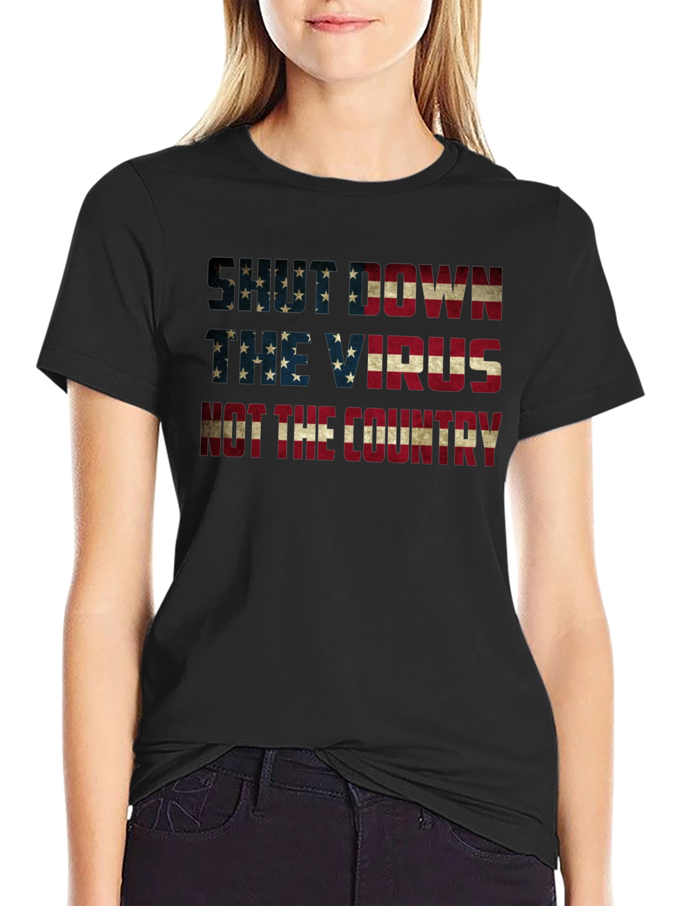 Shut Down Virus Not Country Patriotic T-Shirt