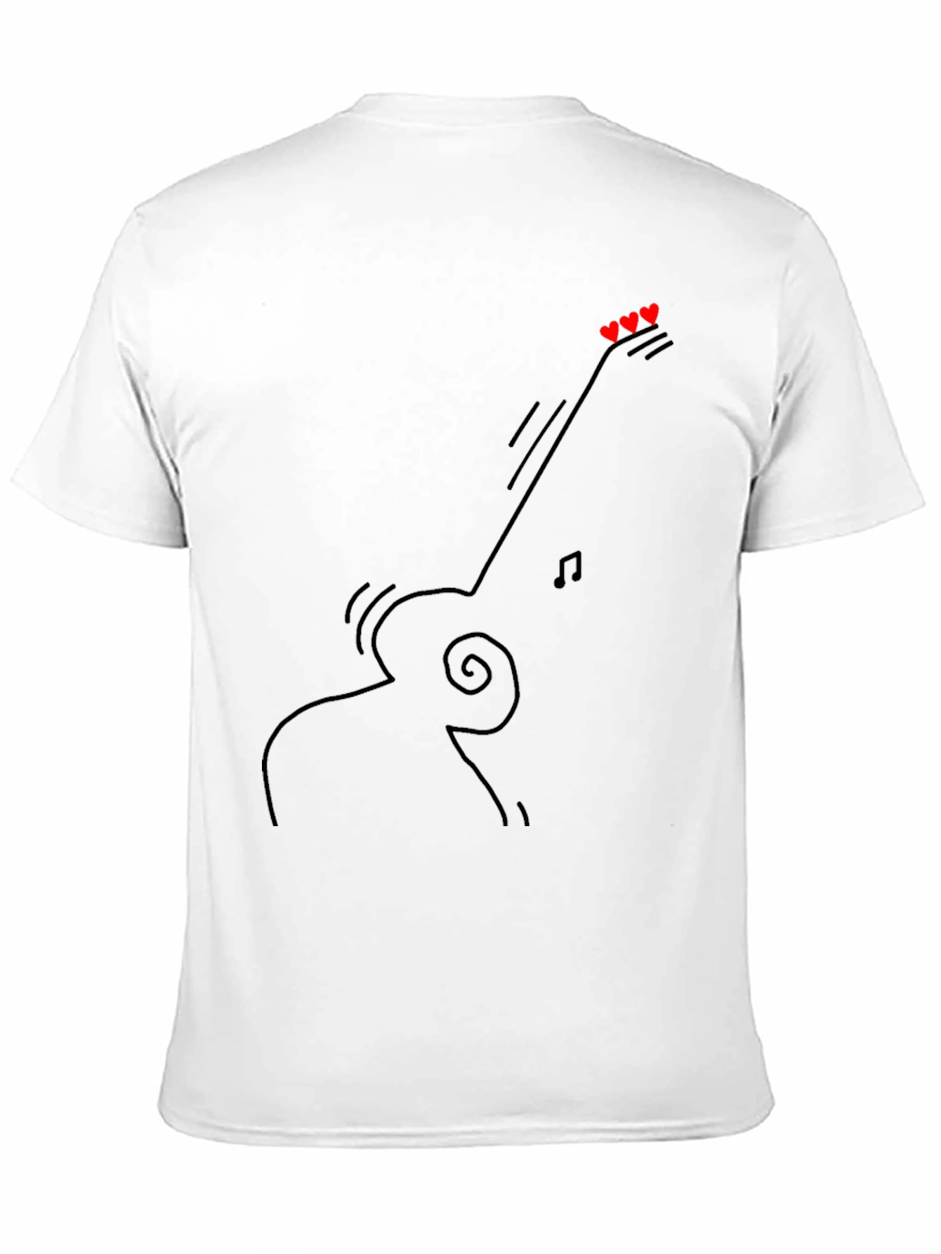 Guitar Line Art Graphic Tee - Black Casual T-Shirt