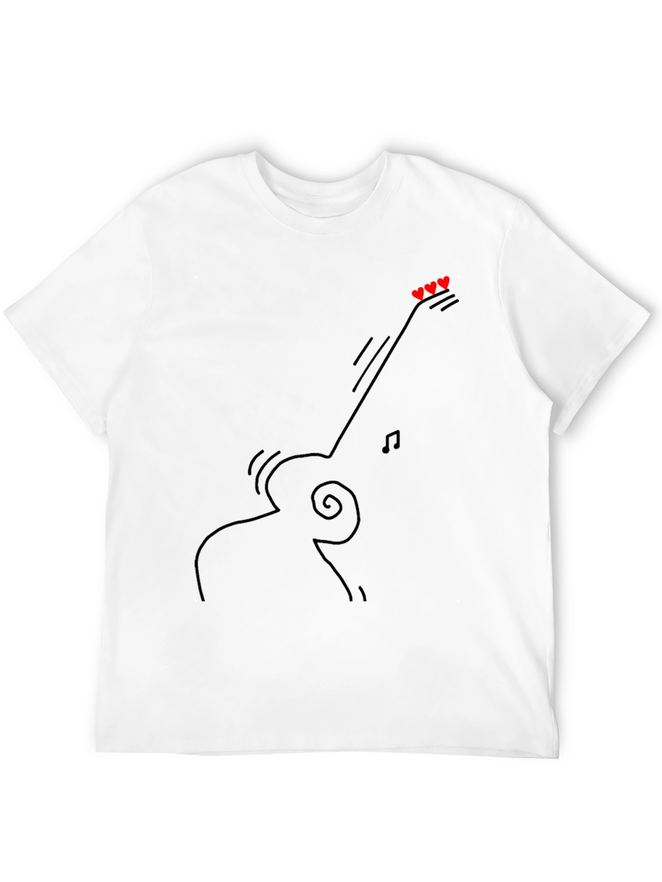 Guitar Line Art Graphic Tee - Black Casual T-Shirt
