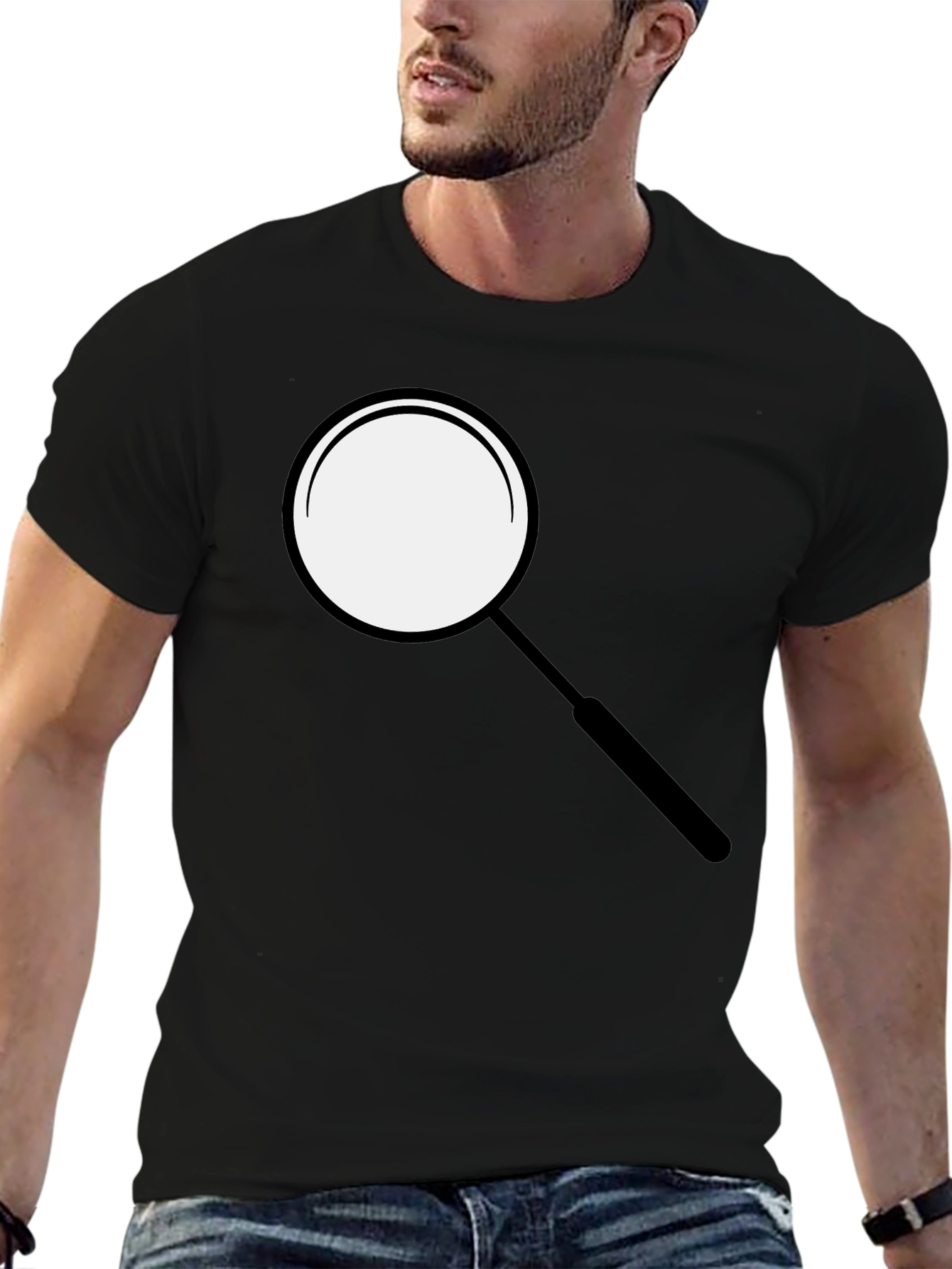 Magnifying Glass Graphic Tee - Sleek Black T-Shirt