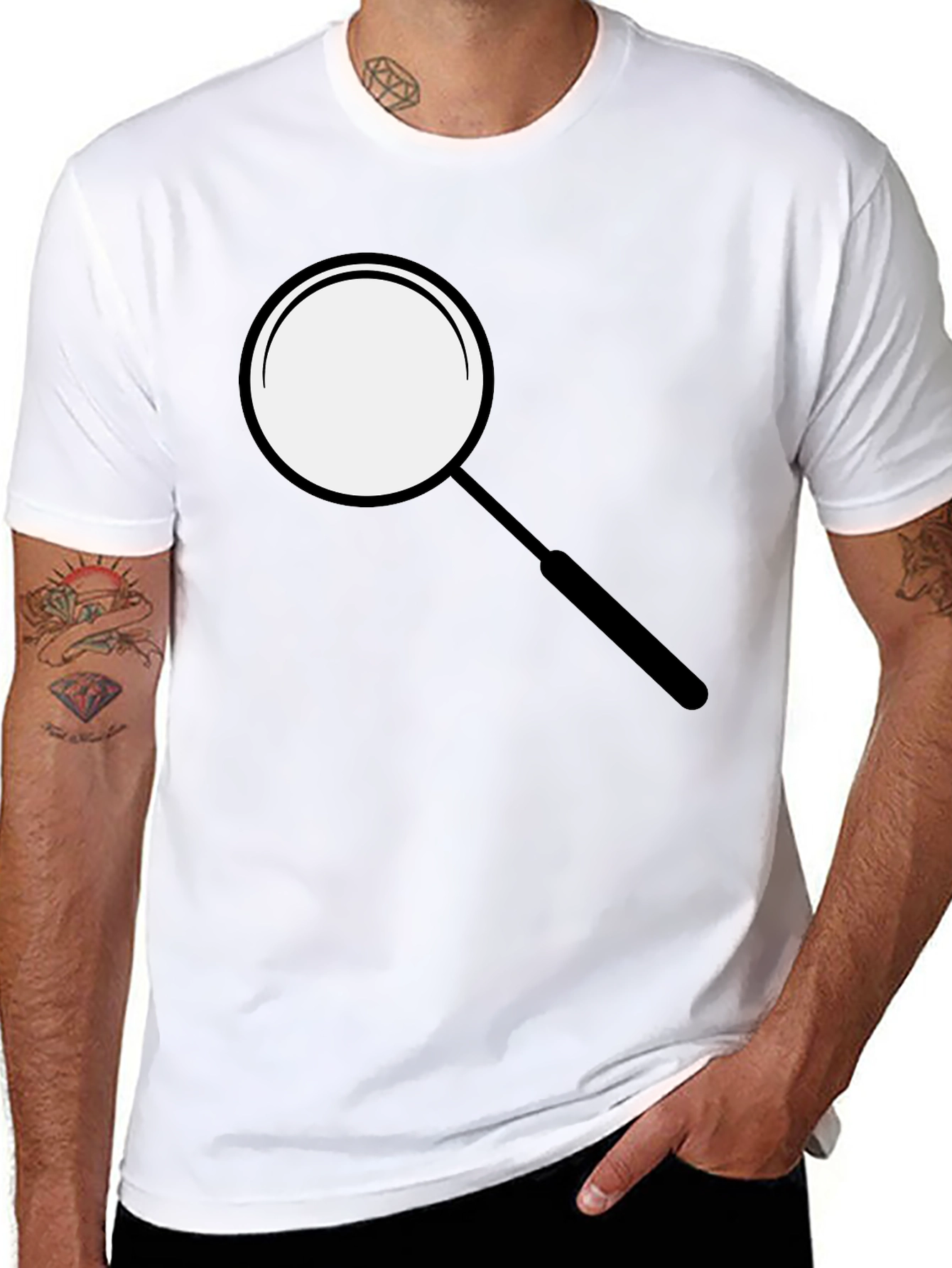 Magnifying Glass Graphic Tee - Sleek Black T-Shirt