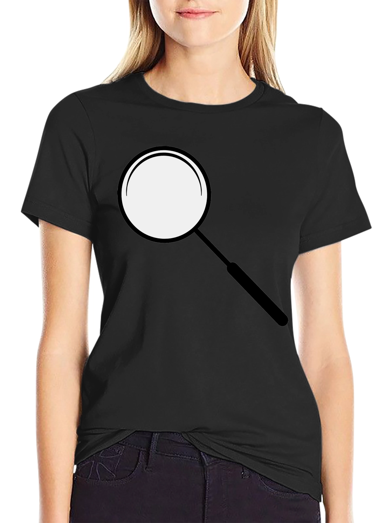 Magnifying Glass Graphic Tee - Sleek Black T-Shirt