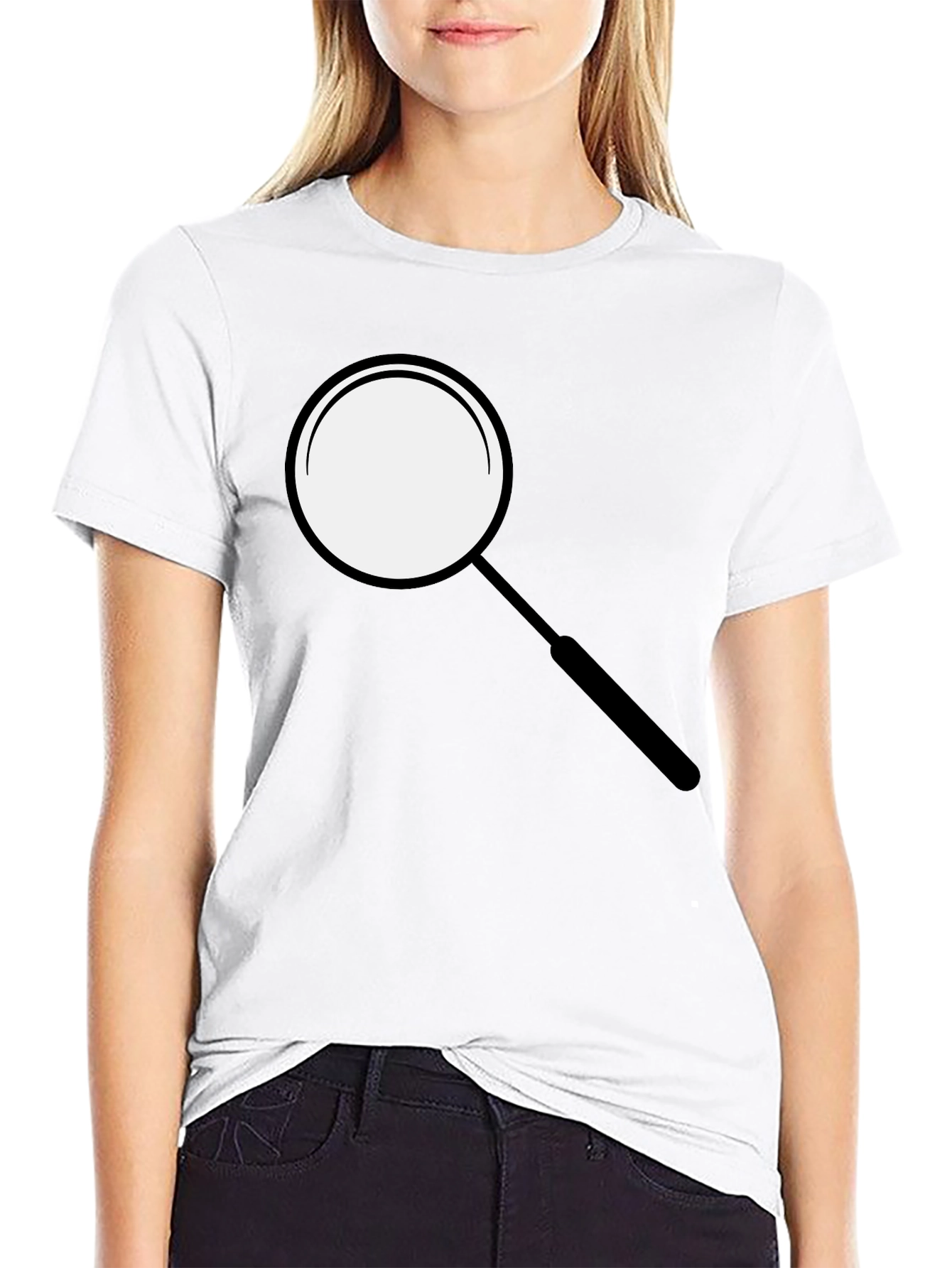 Magnifying Glass Graphic Tee - Sleek Black T-Shirt