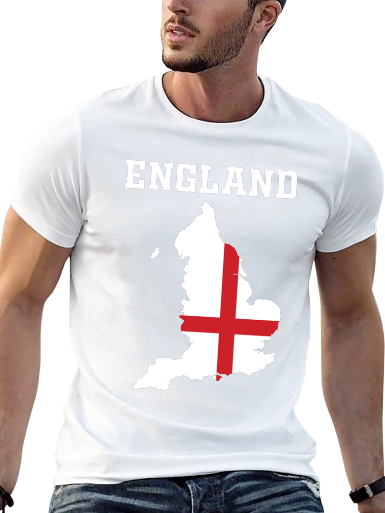 England Flag Map T-Shirt - Black Cotton Graphic Tee