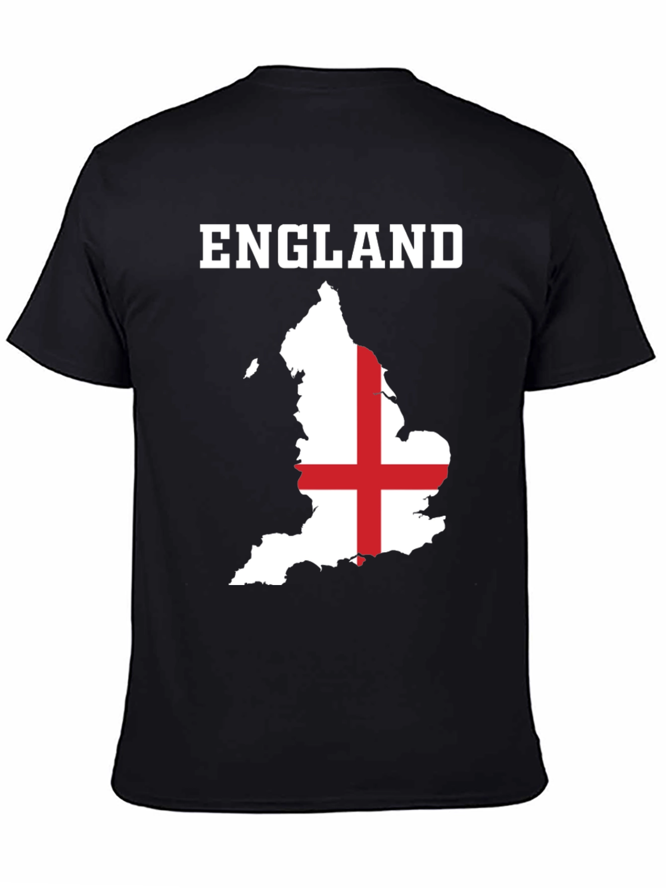 England Flag Map T-Shirt - Black Cotton Graphic Tee