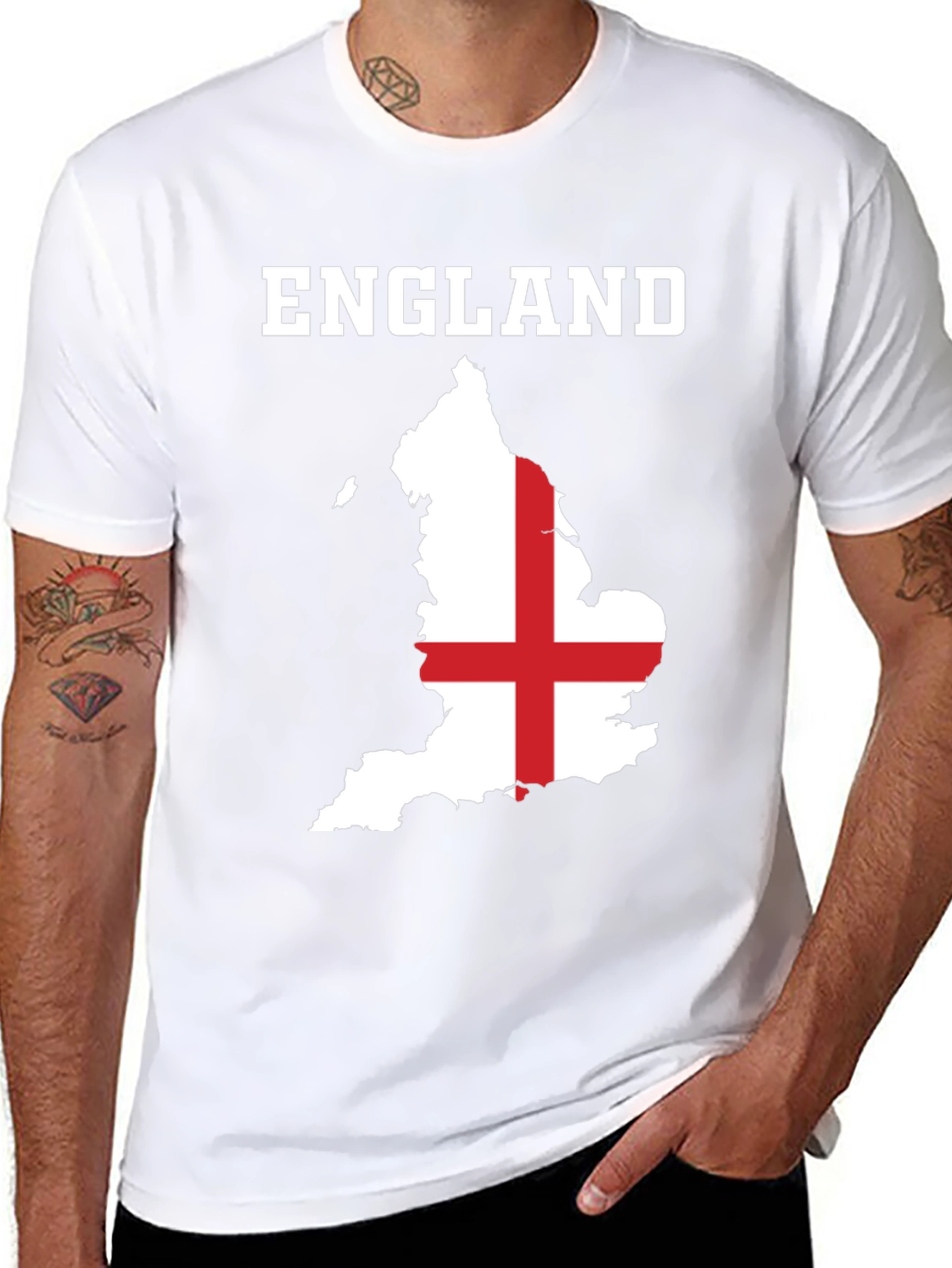 England Flag Map T-Shirt - Black Cotton Graphic Tee