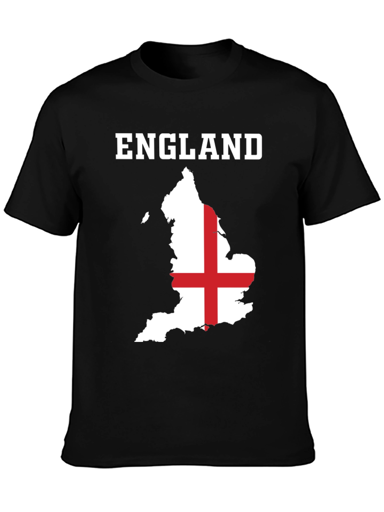 England Flag Map T-Shirt - Black Cotton Graphic Tee