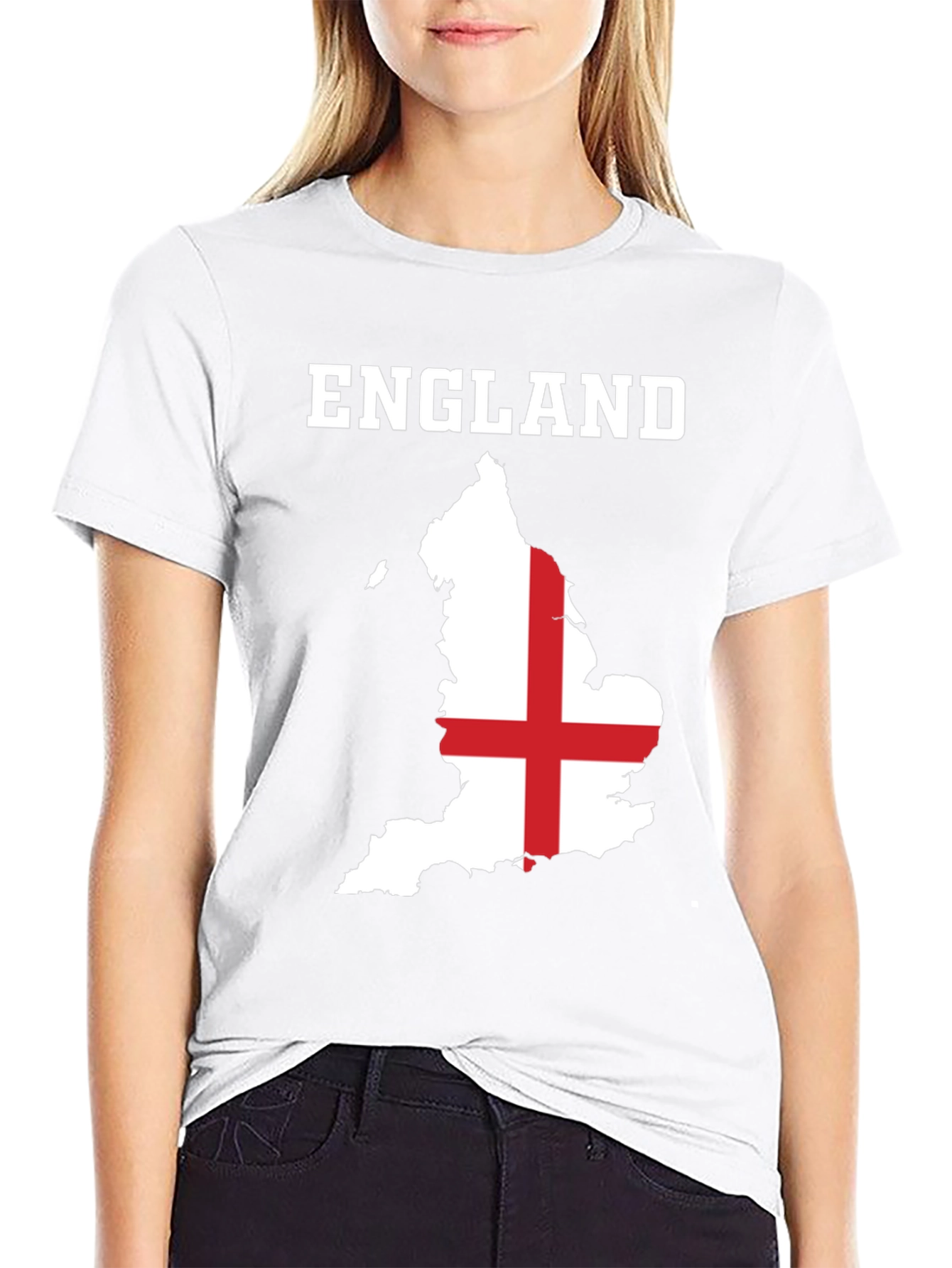 England Flag Map T-Shirt - Black Cotton Graphic Tee