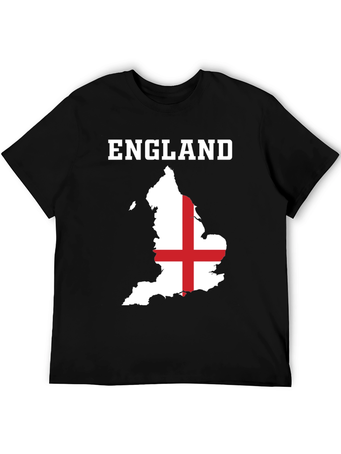 England Flag Map T-Shirt - Black Cotton Graphic Tee