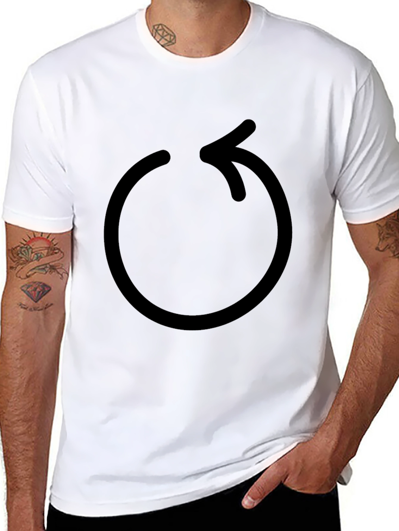 Black T-Shirt with Circular Arrow Graphic