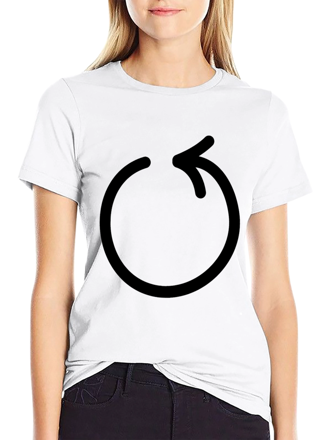 Black T-Shirt with Circular Arrow Graphic