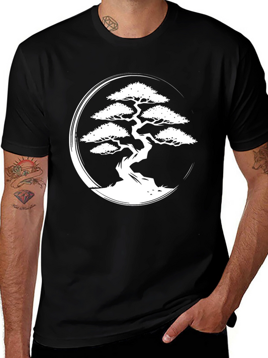 Bonsai Tree Graphic Tee - Zen Style Black T-Shirt