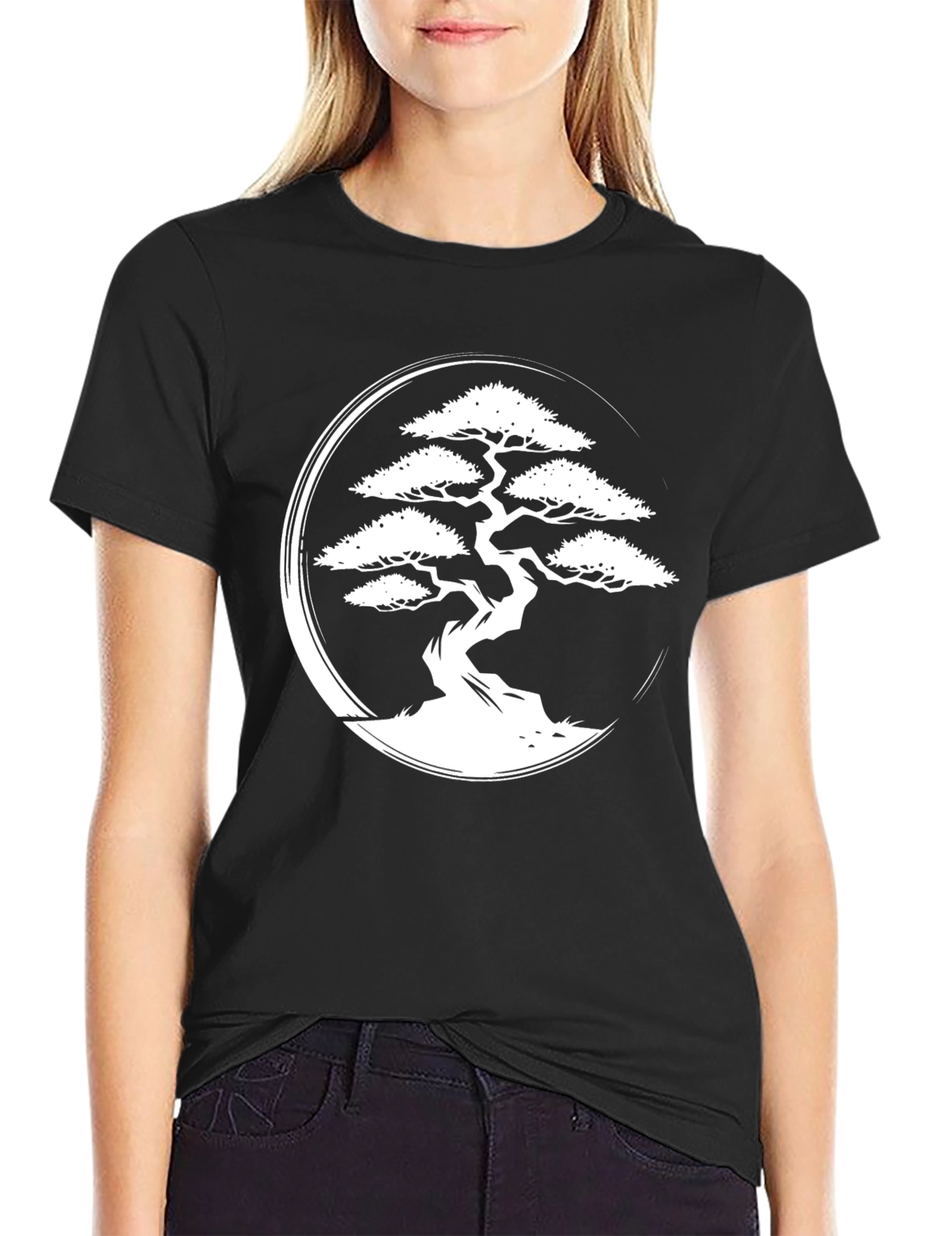 Bonsai Tree Graphic Tee - Zen Style Black T-Shirt