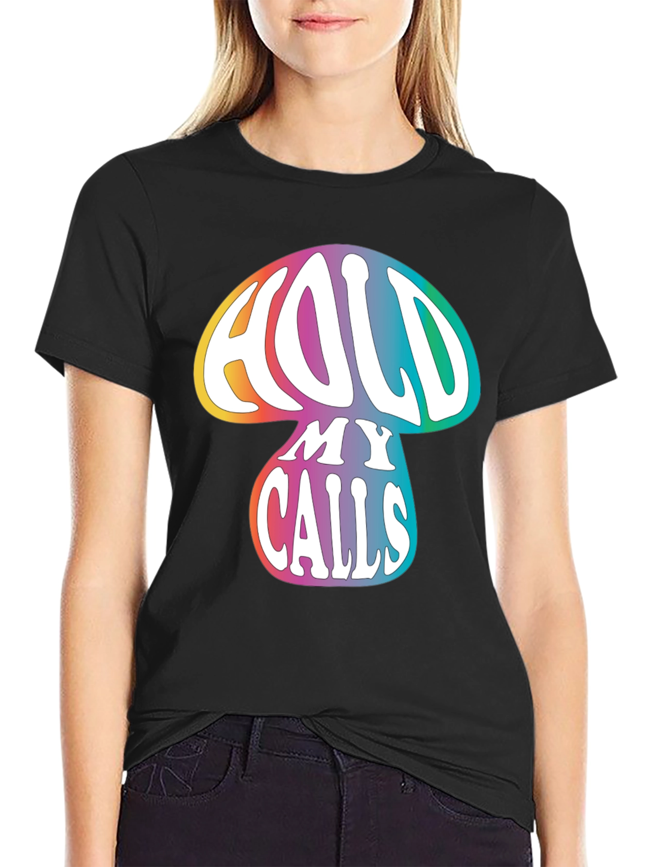 Hold My Calls Mushroom Graphic Tee - Relaxed Fit