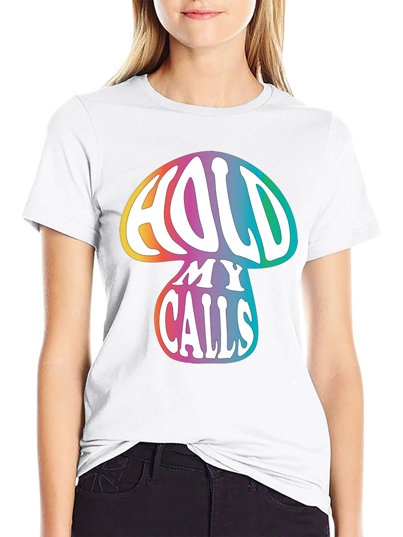 Hold My Calls Mushroom Graphic Tee - Relaxed Fit