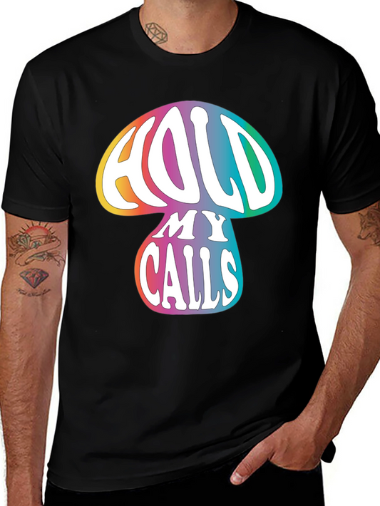 Hold My Calls Mushroom Graphic Tee - Relaxed Fit