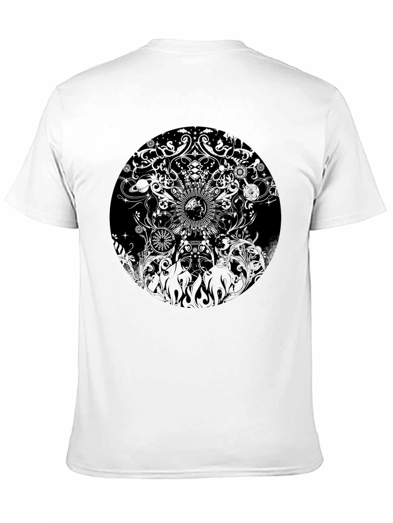 Mens Black Graphic Print Crew Neck T-Shirt