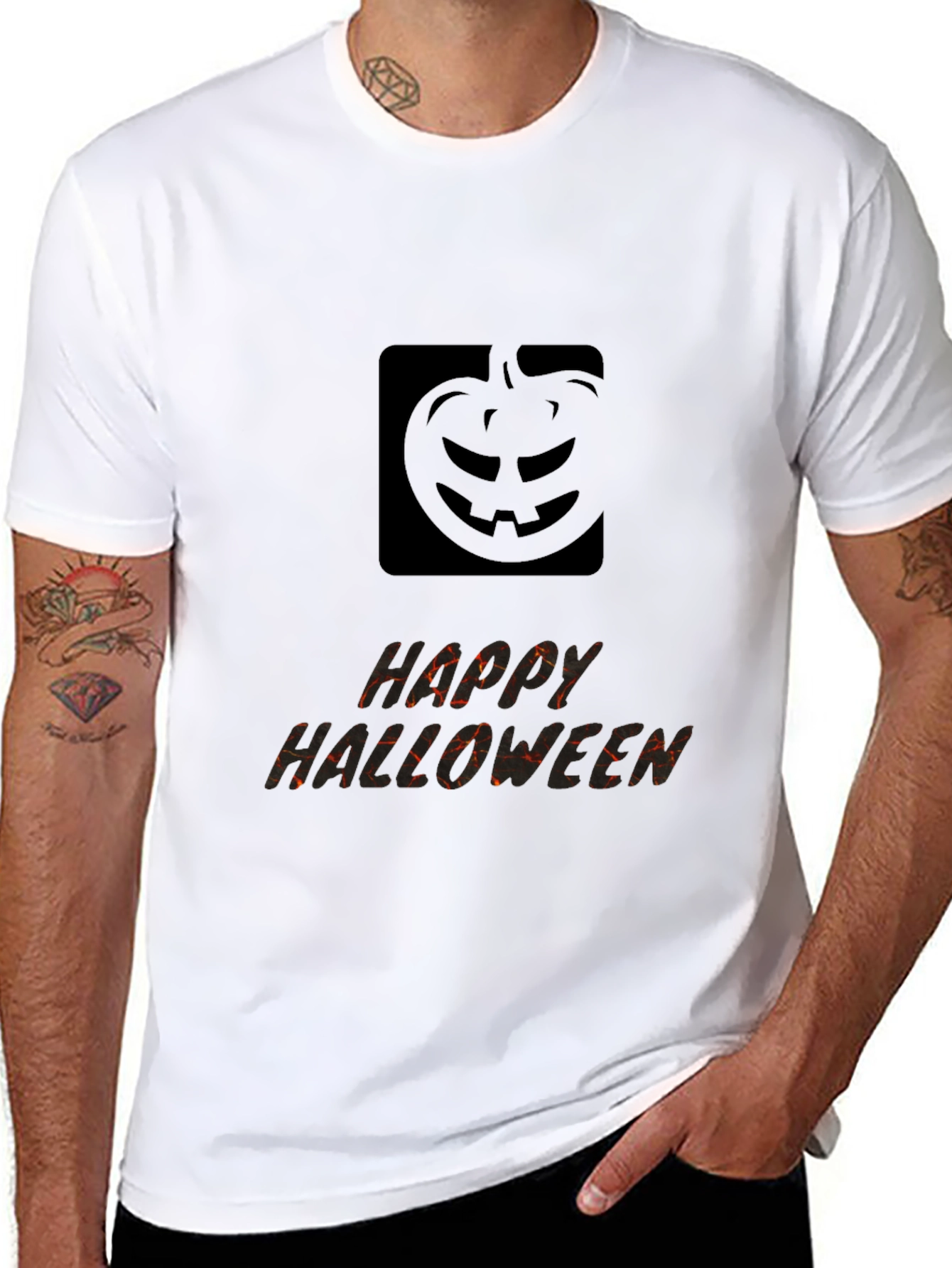 Mens Happy Halloween Pumpkin Graphic Tee