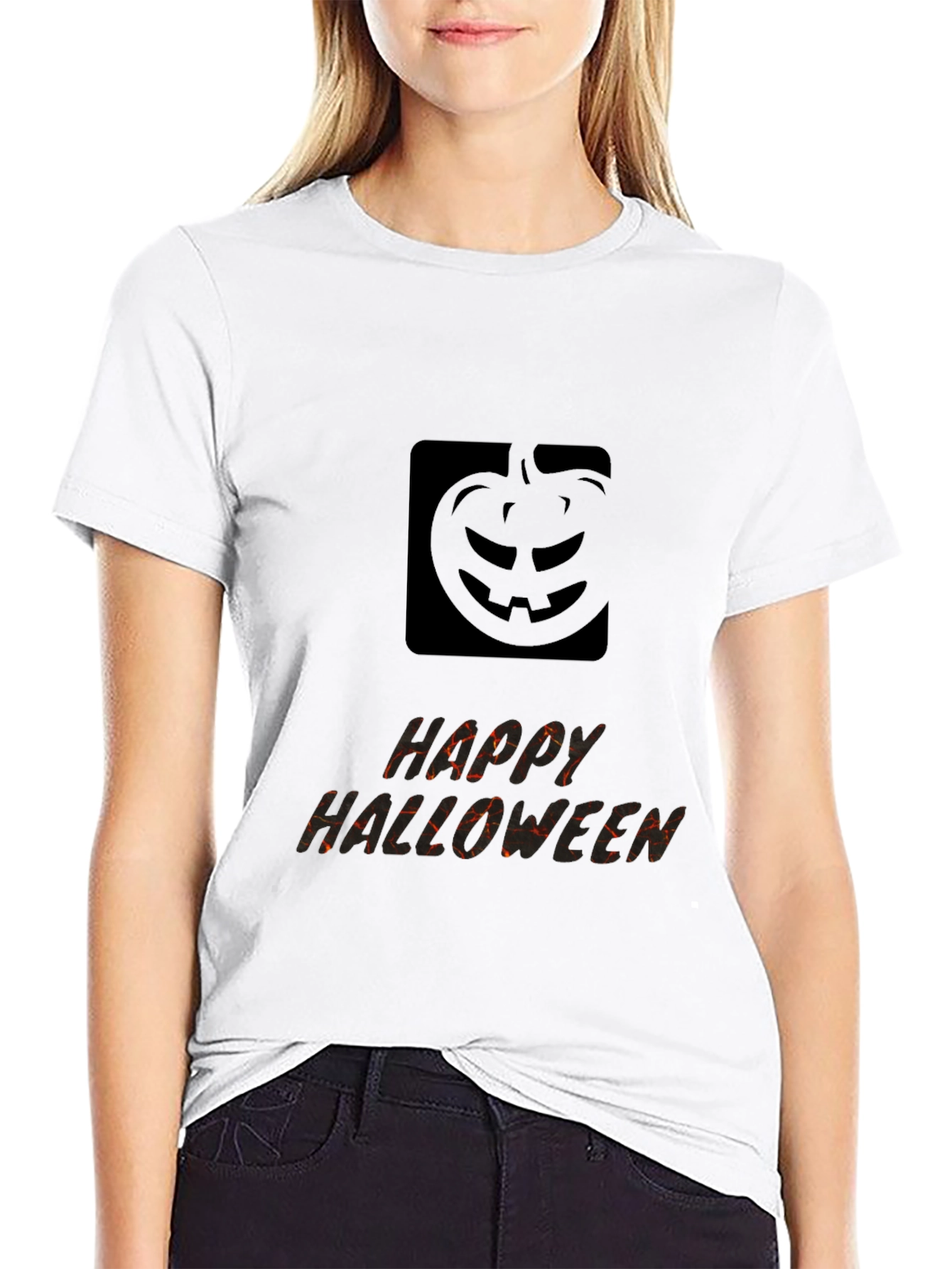 Mens Happy Halloween Pumpkin Graphic Tee