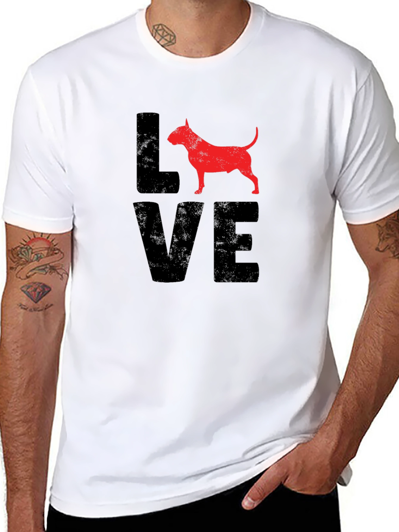Love Bull Terrier Black T-Shirt