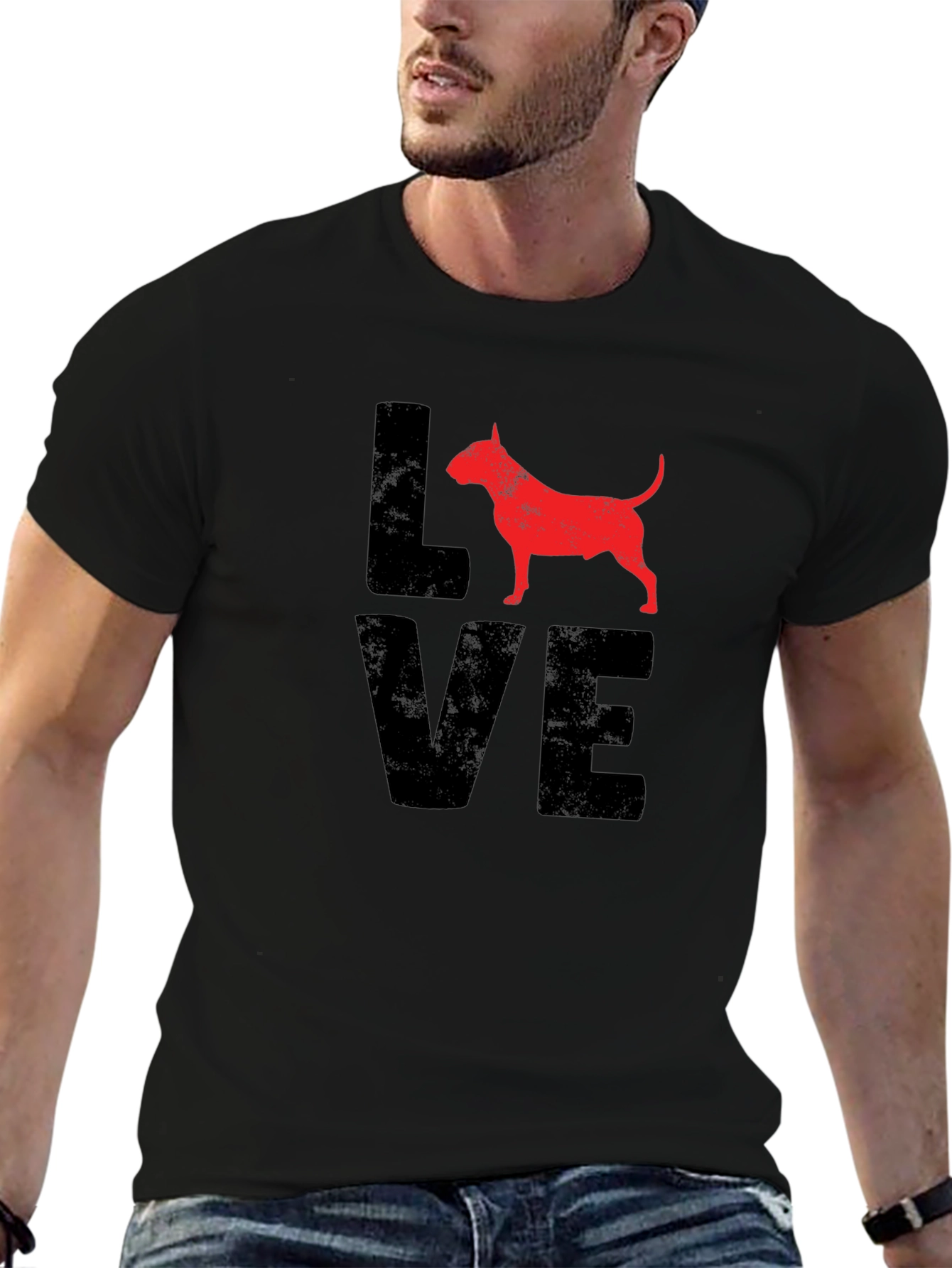 Love Bull Terrier Black T-Shirt