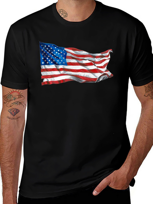 American Flag Graphic Print Tee
