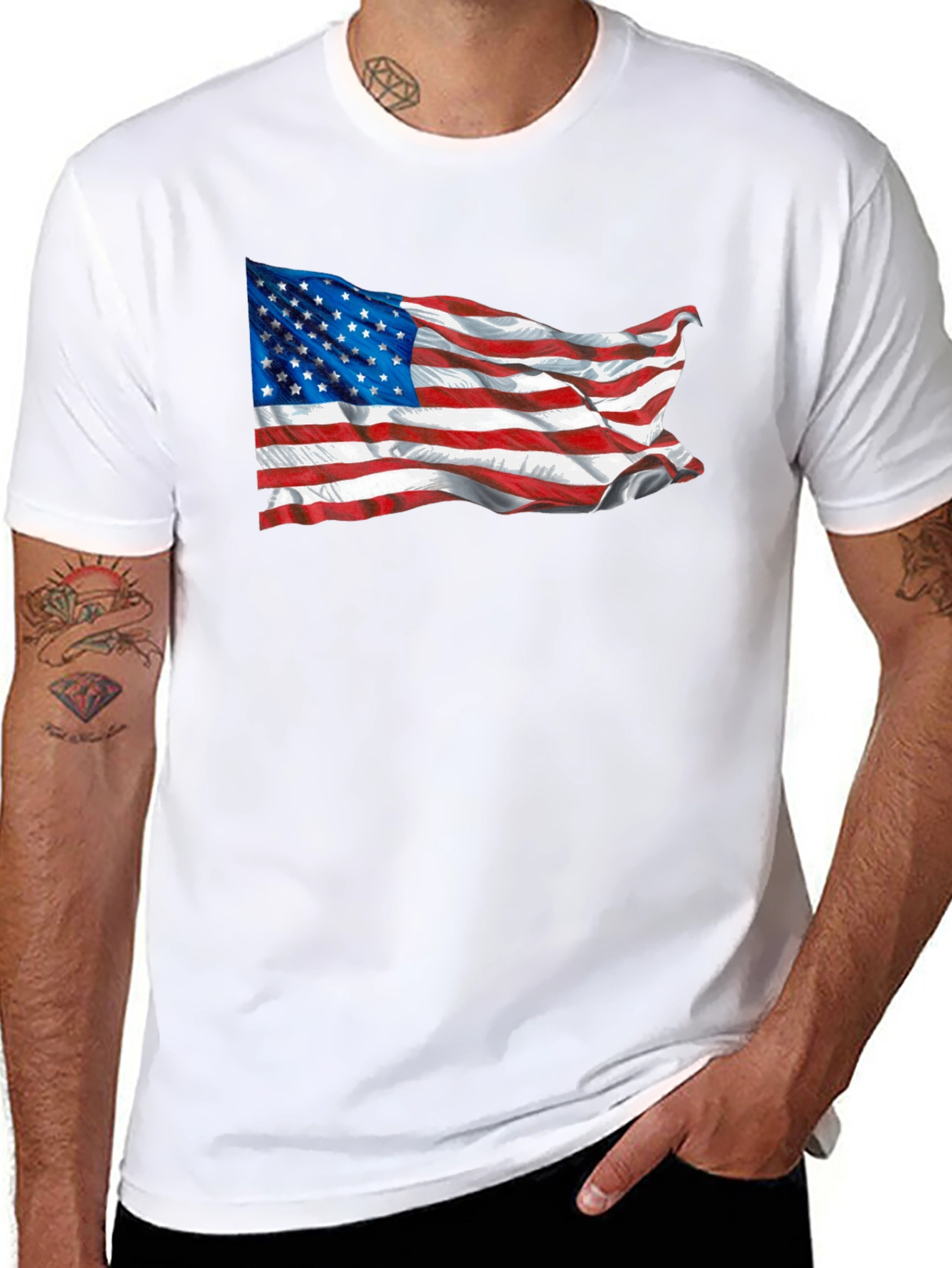 American Flag Graphic Print Tee