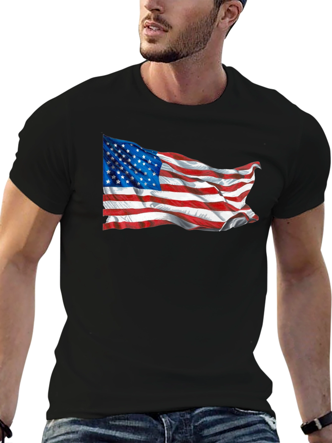 American Flag Graphic Print Tee