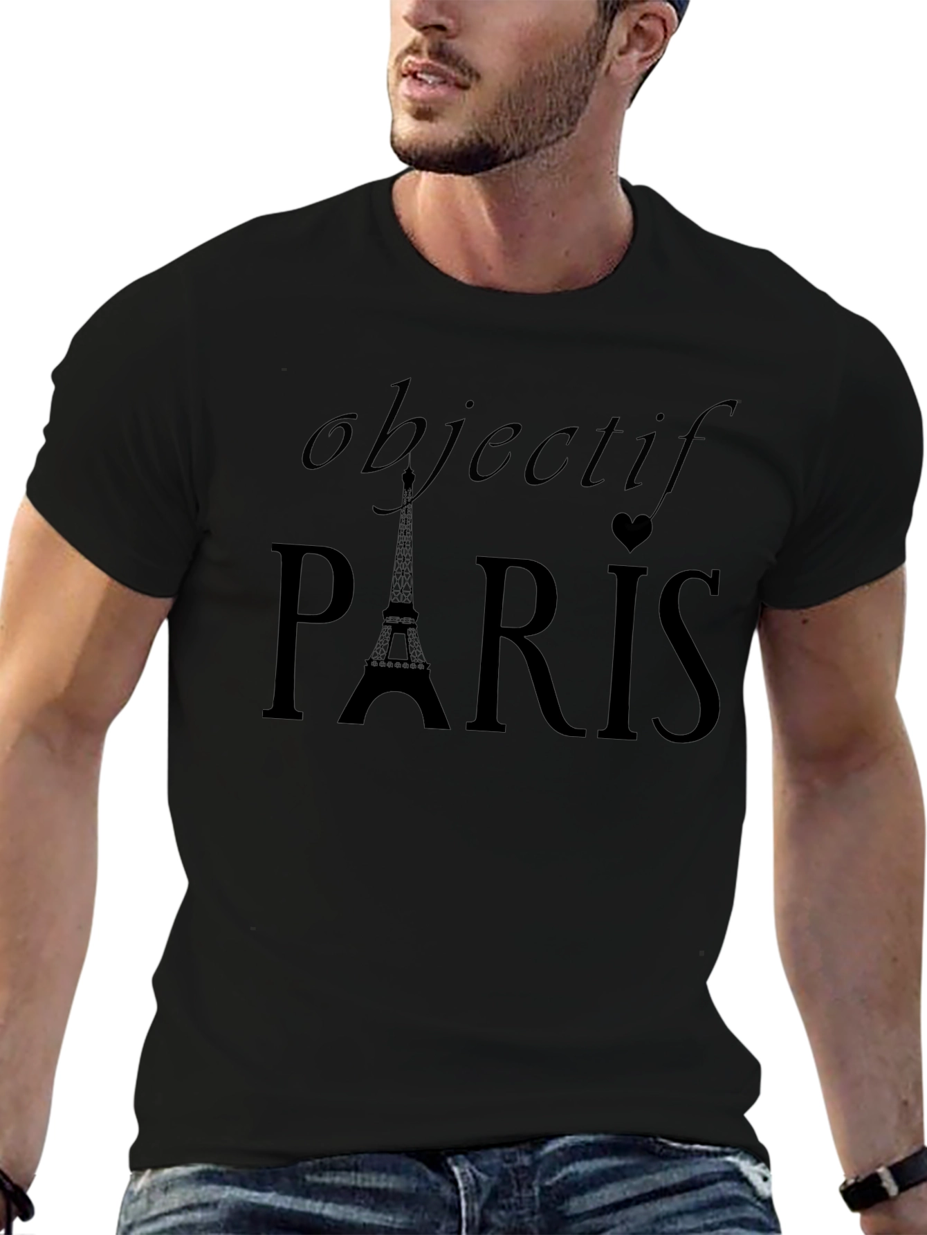 Objectif Paris Black Graphic T-Shirt