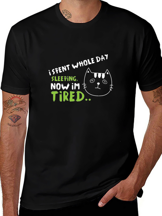 Funny Tired Cat T-Shirt - I Spent Whole Day Sleeping