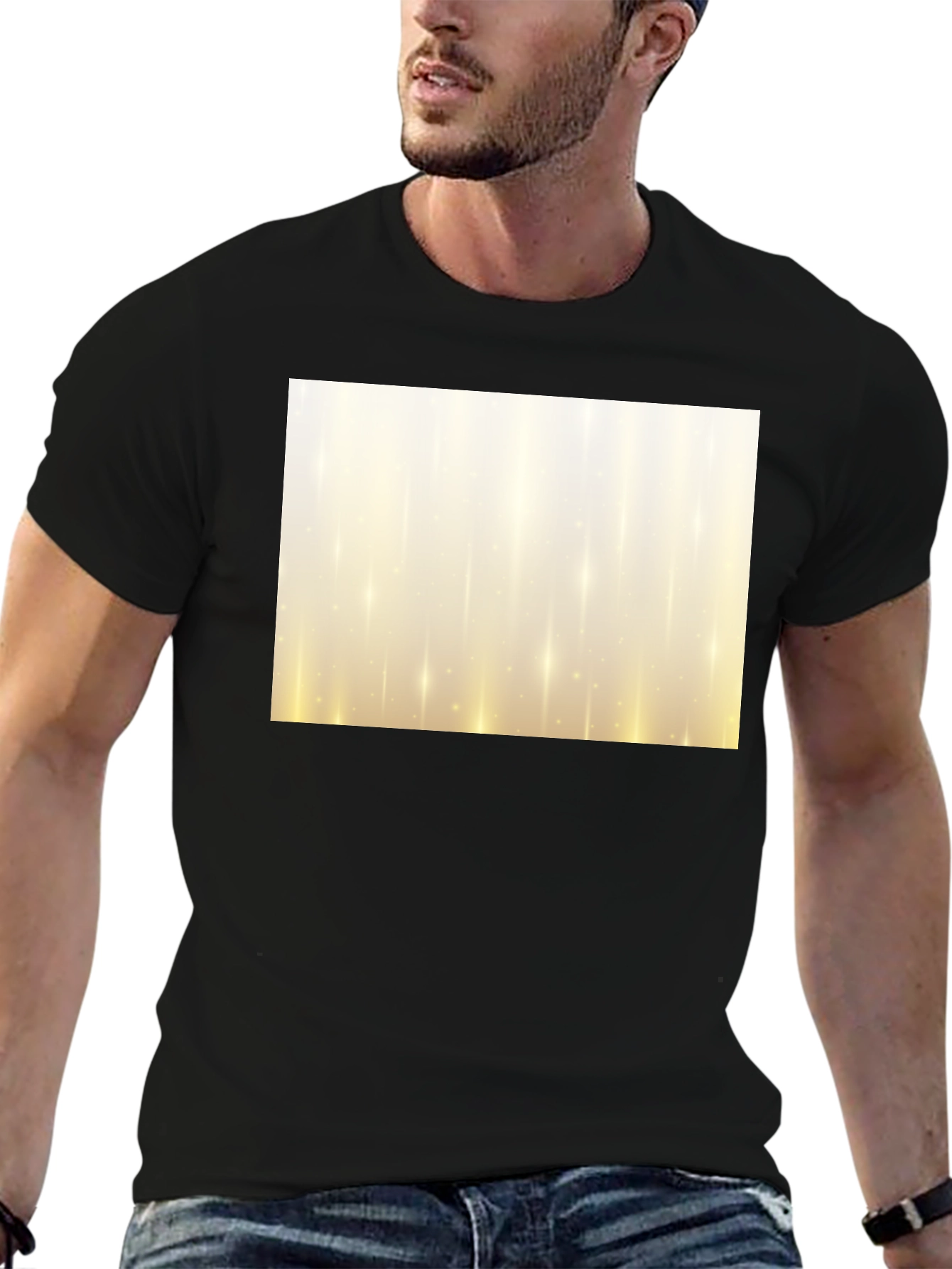 Mens Black Graphic T-Shirt - Golden Light