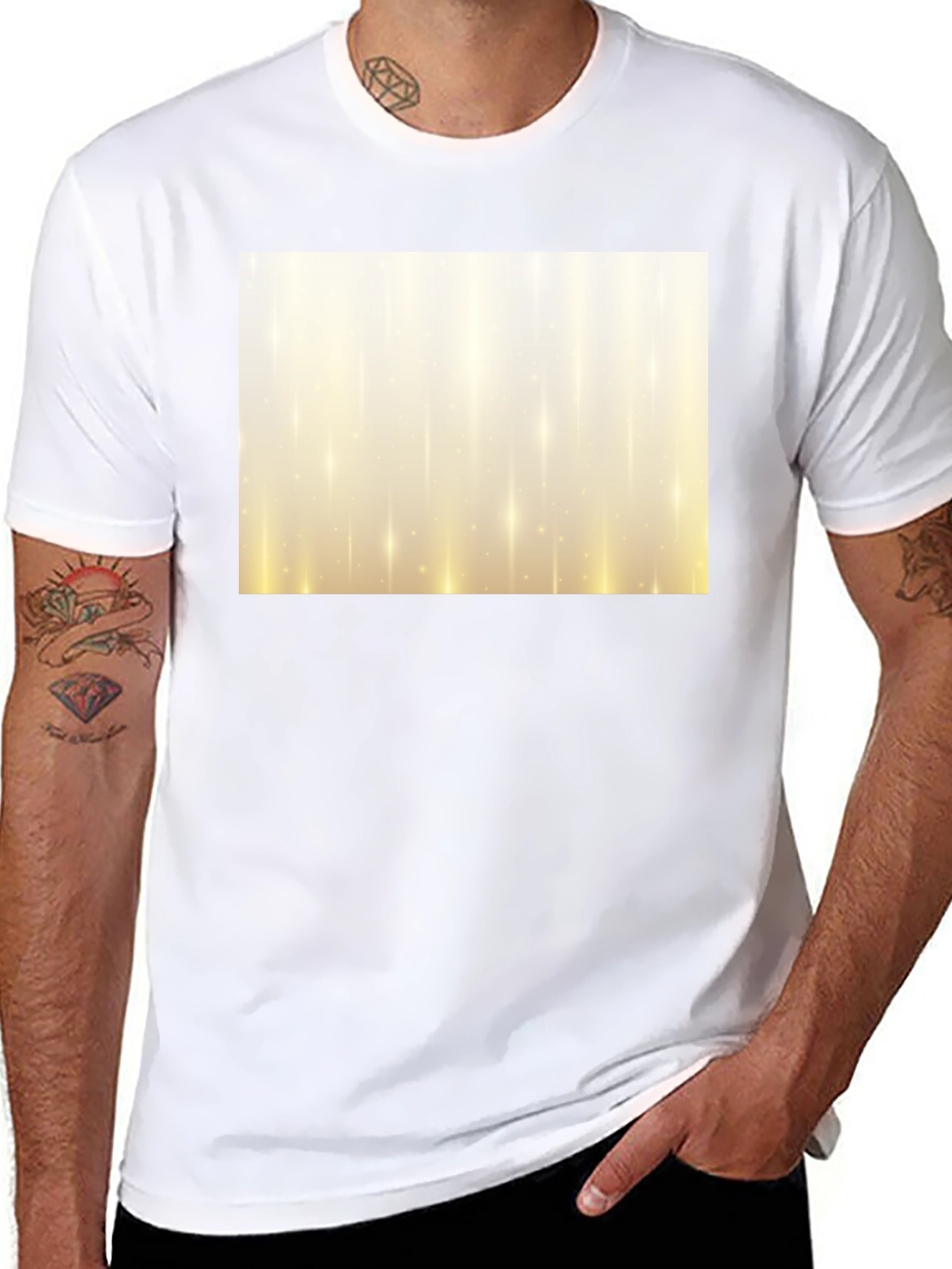 Mens Black Graphic T-Shirt - Golden Light
