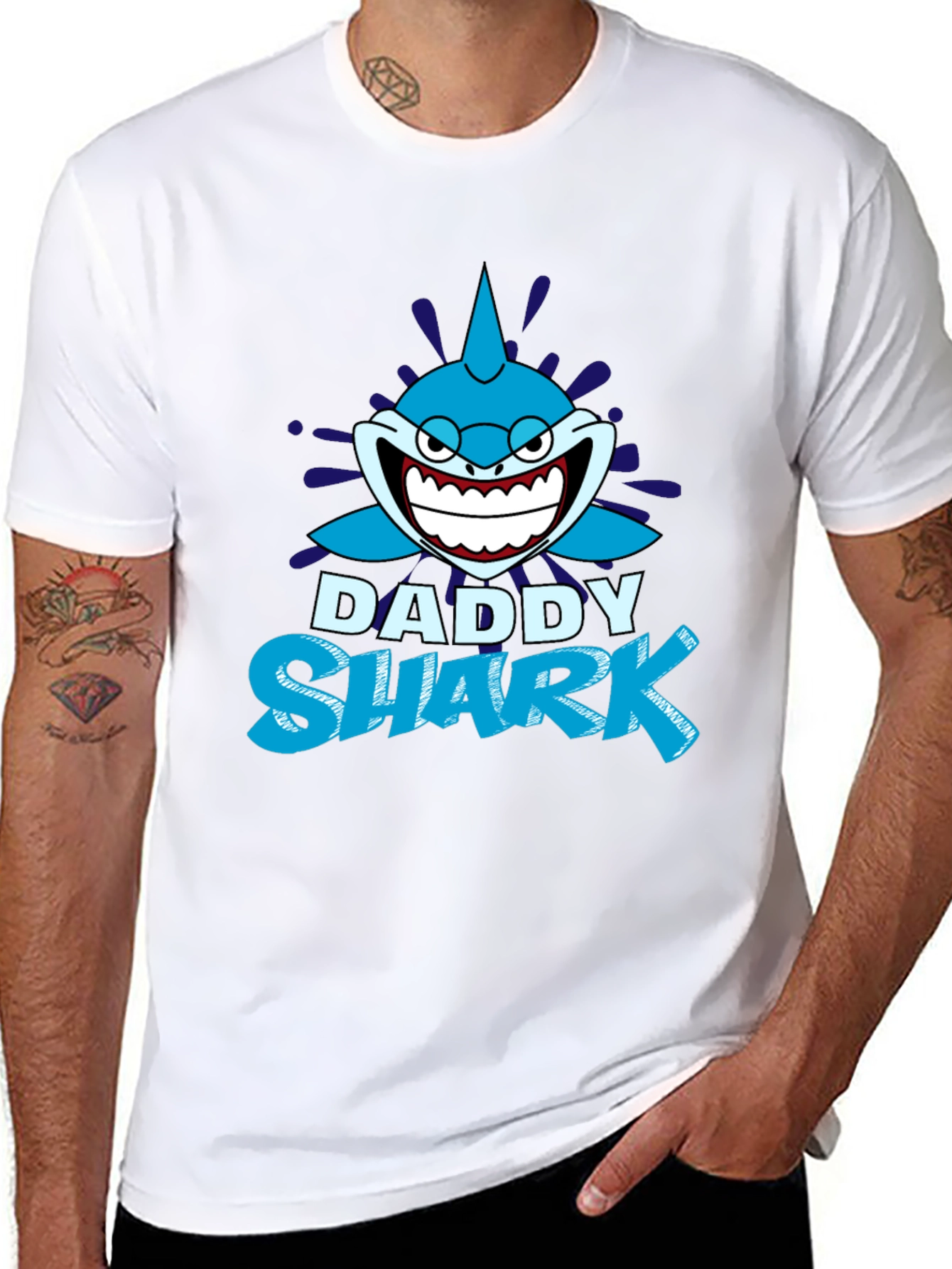 Daddy Shark Graphic T-Shirt - Black