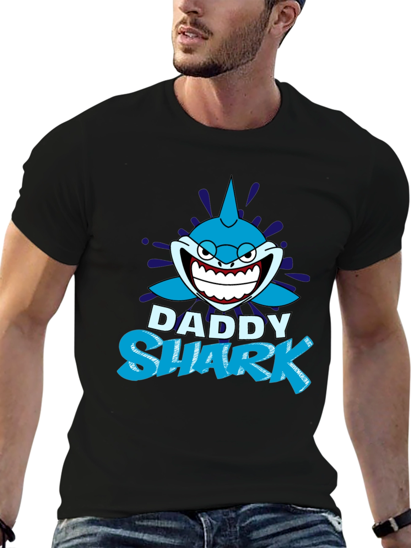 Daddy Shark Graphic T-Shirt - Black