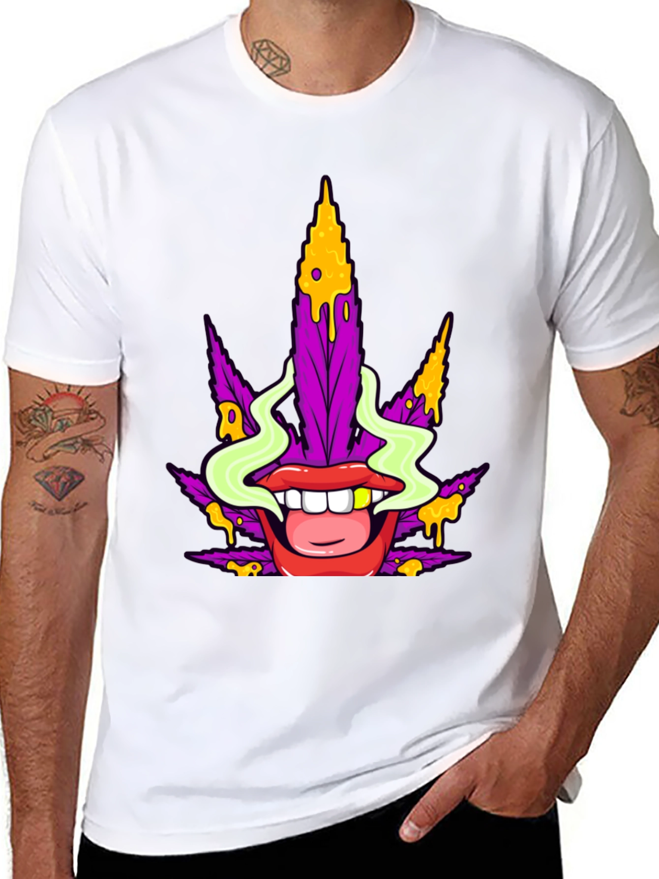 Marijuana Lips Graphic T-Shirt
