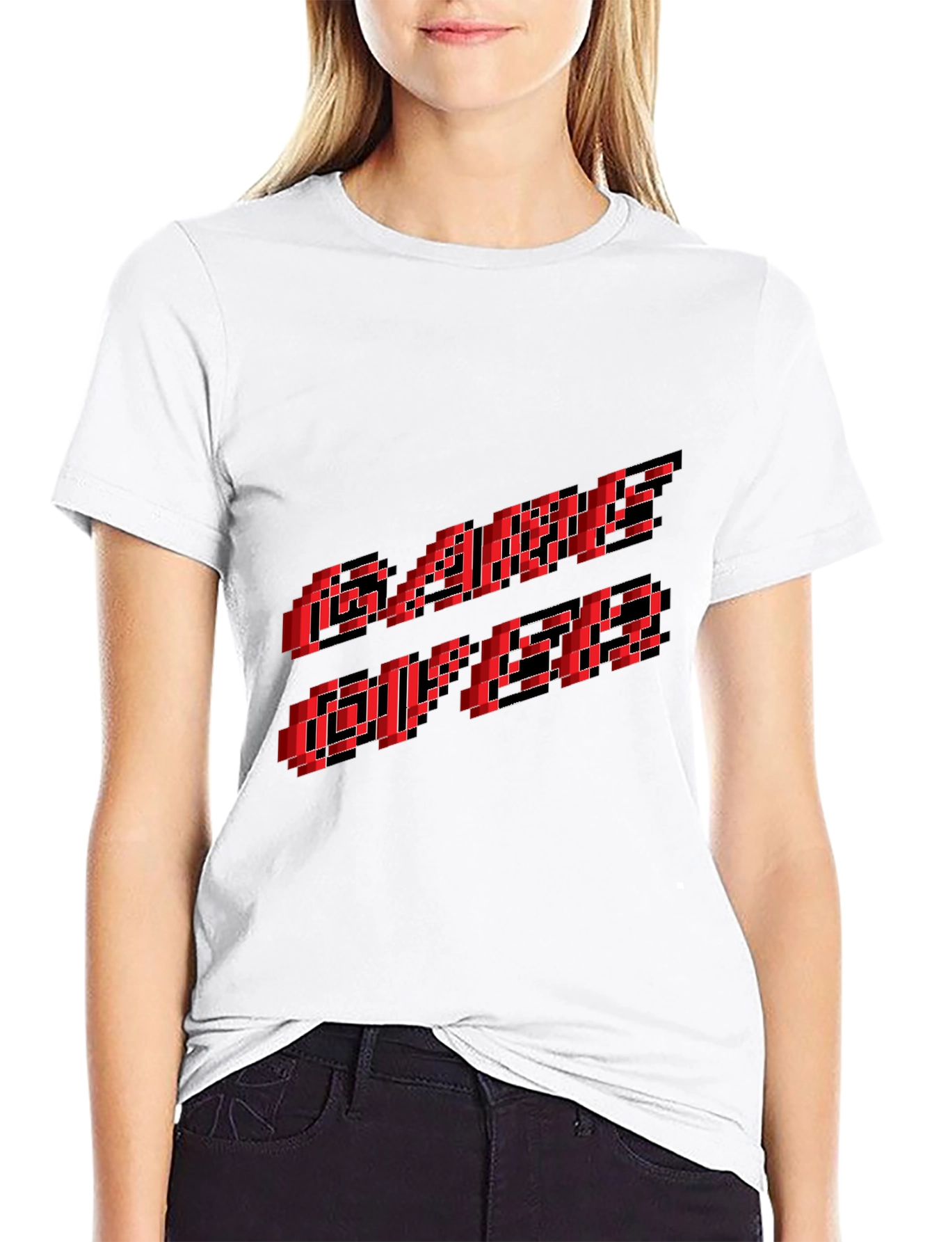 Pixel Game Over Graphic Black T-Shirt