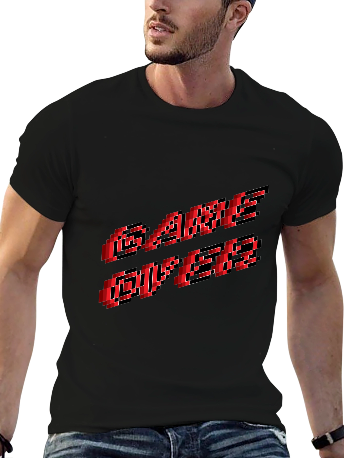 Pixel Game Over Graphic Black T-Shirt