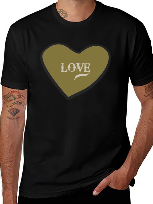 Love Heart Graphic Tee - Stylish Black Cotton T-Shirt
