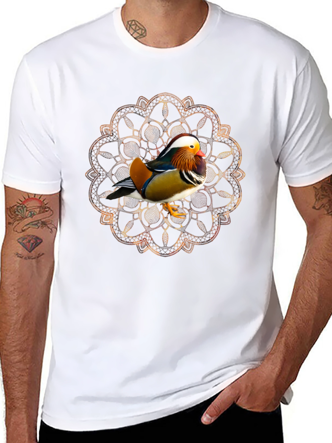 Mandarin Duck Mandala T-Shirt - Unique Design