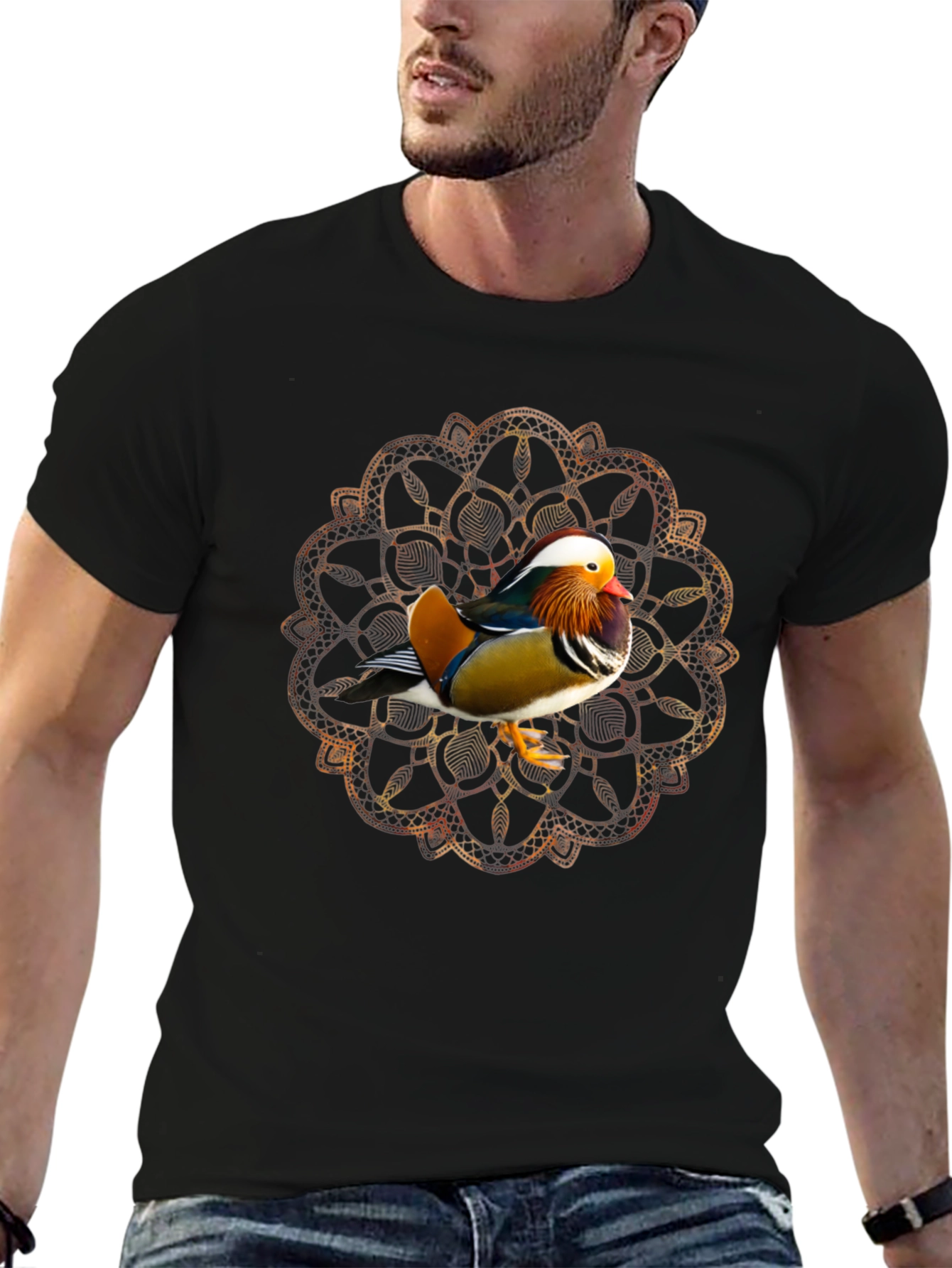 Mandarin Duck Mandala T-Shirt - Unique Design