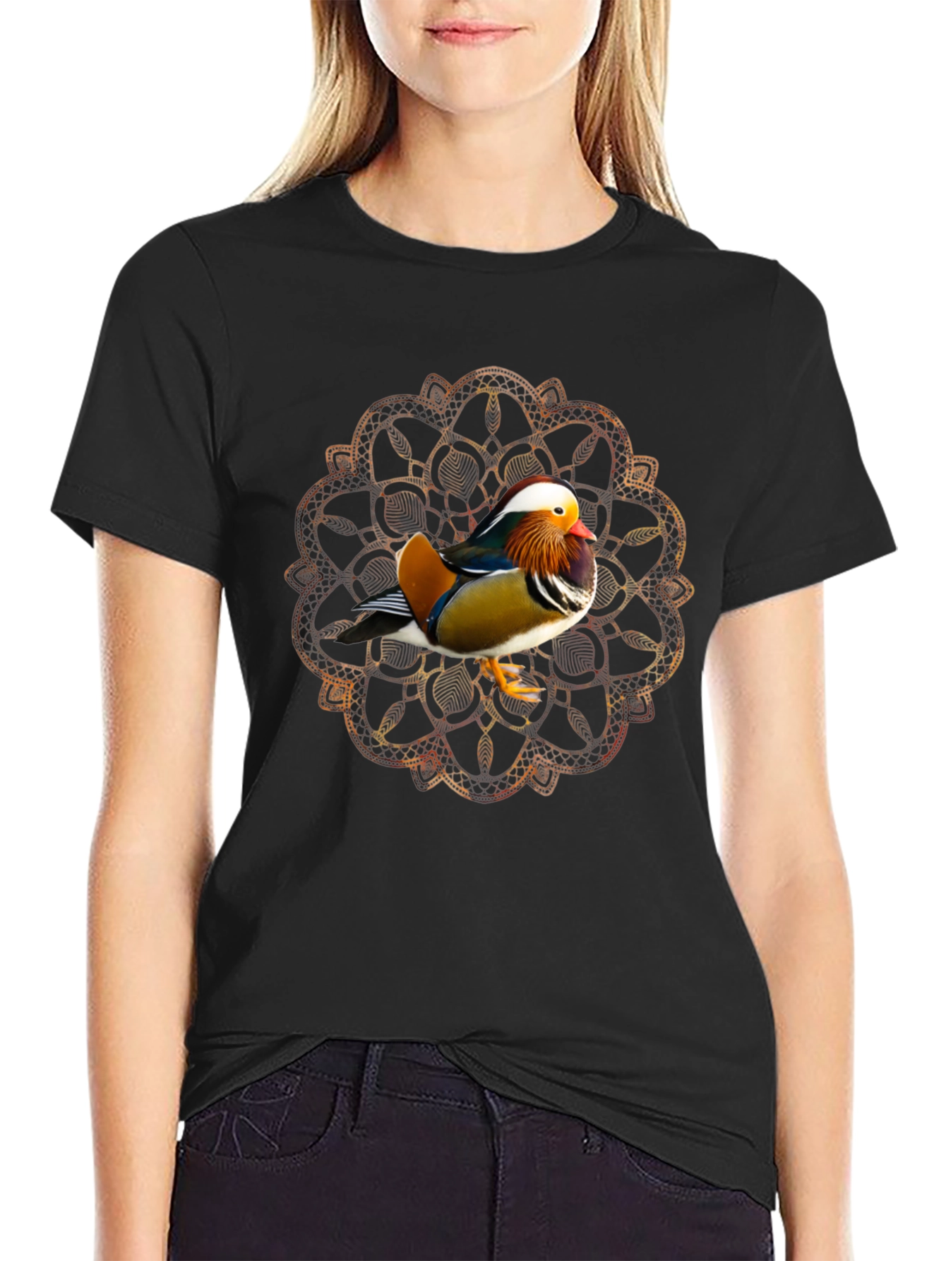 Mandarin Duck Mandala T-Shirt - Unique Design