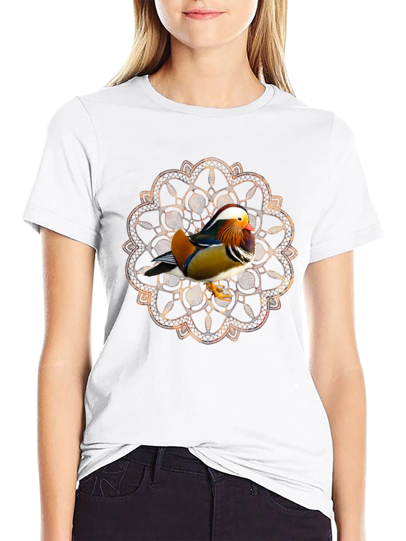 Mandarin Duck Mandala T-Shirt - Unique Design