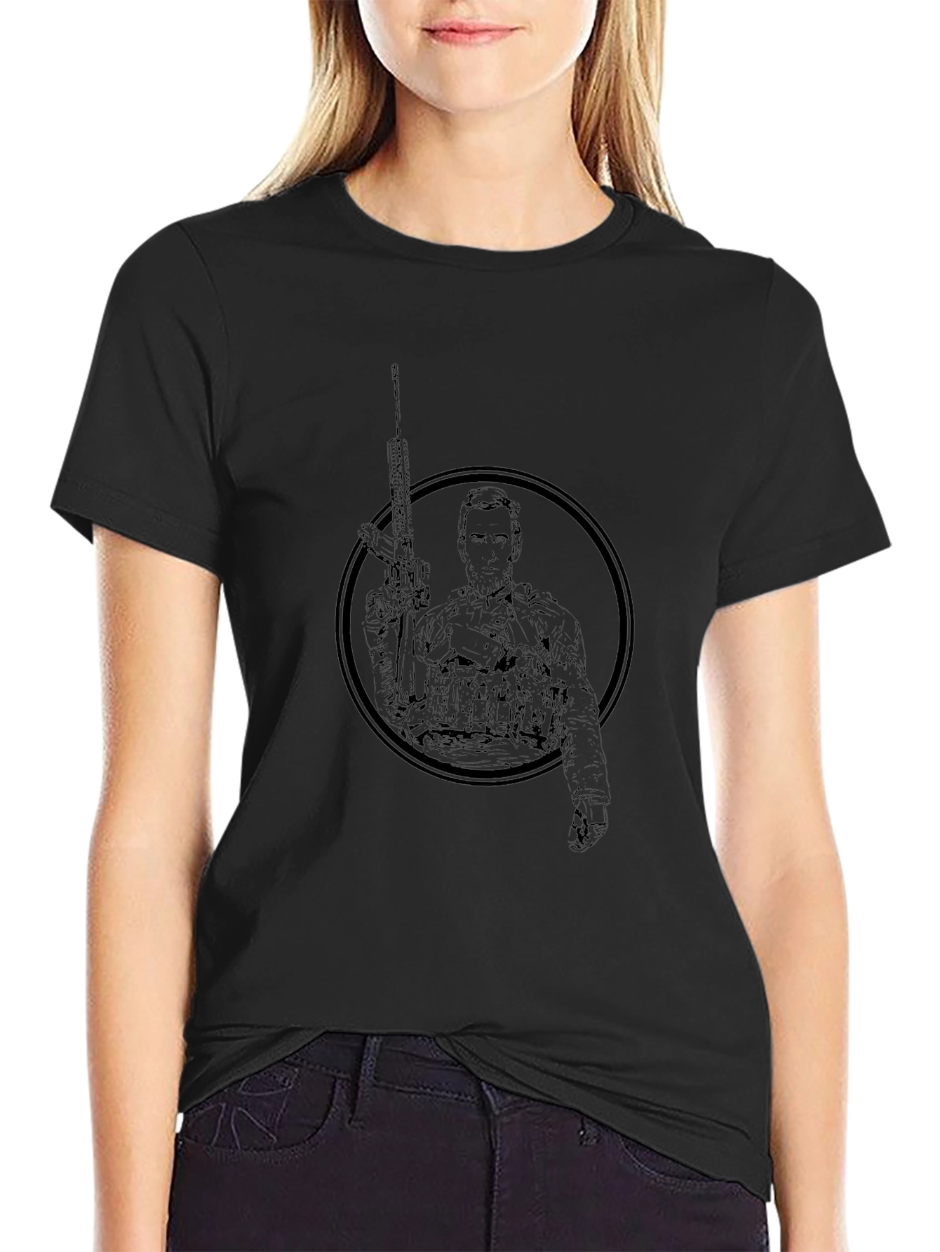 Tactical Graphic Print Mens T-Shirt - Black