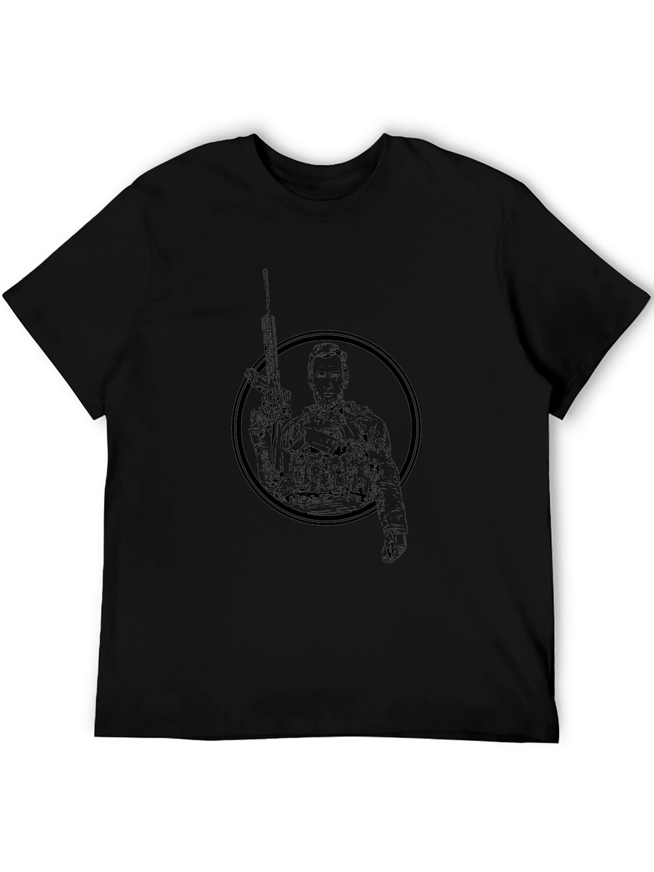 Tactical Graphic Print Mens T-Shirt - Black