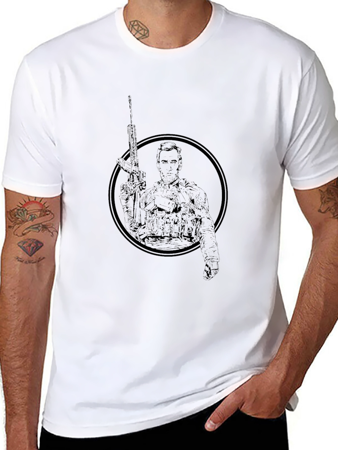 Tactical Graphic Print Mens T-Shirt - Black