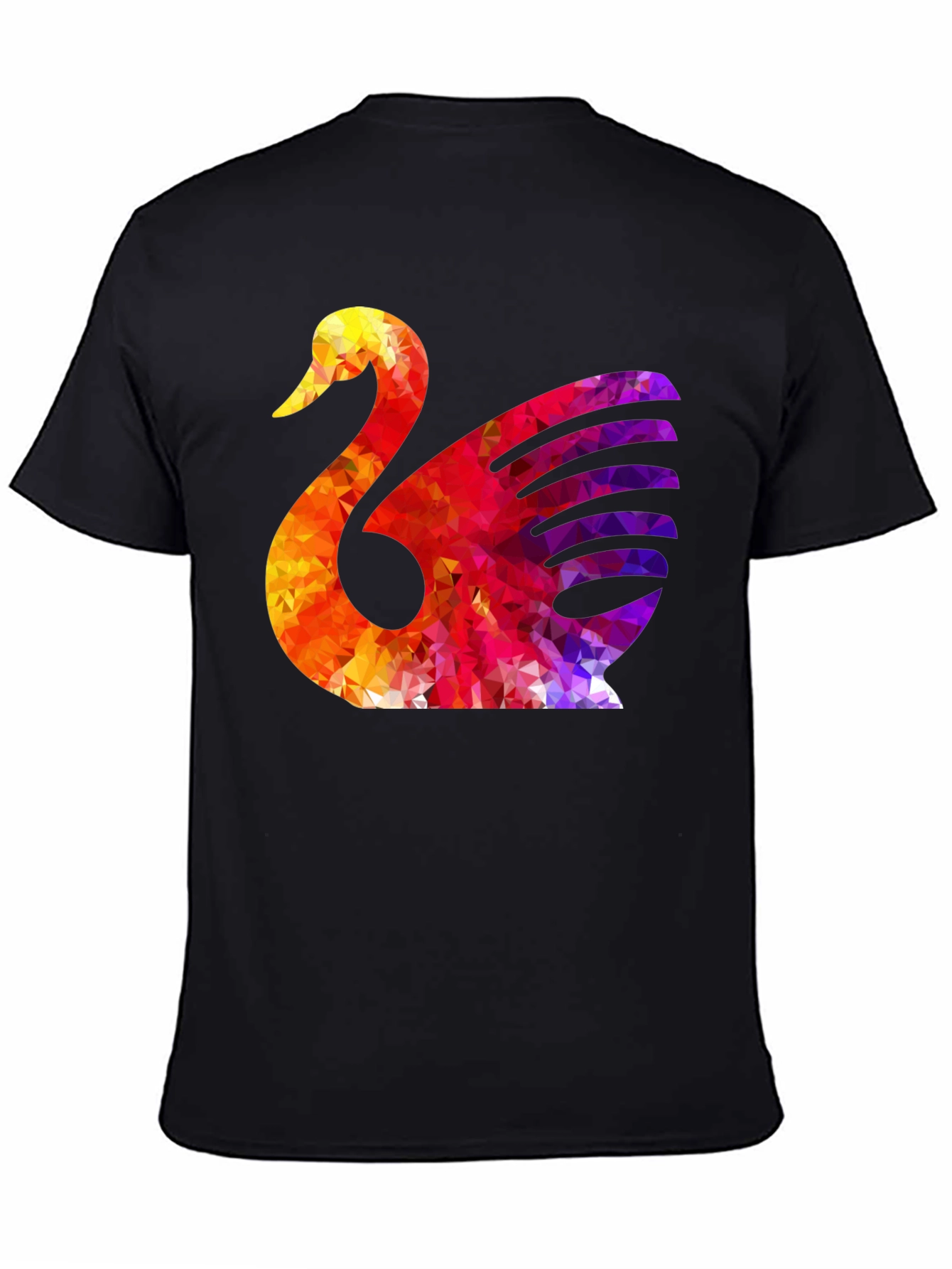 Geometric Swan Graphic T-Shirt - Stylish Bird Tee