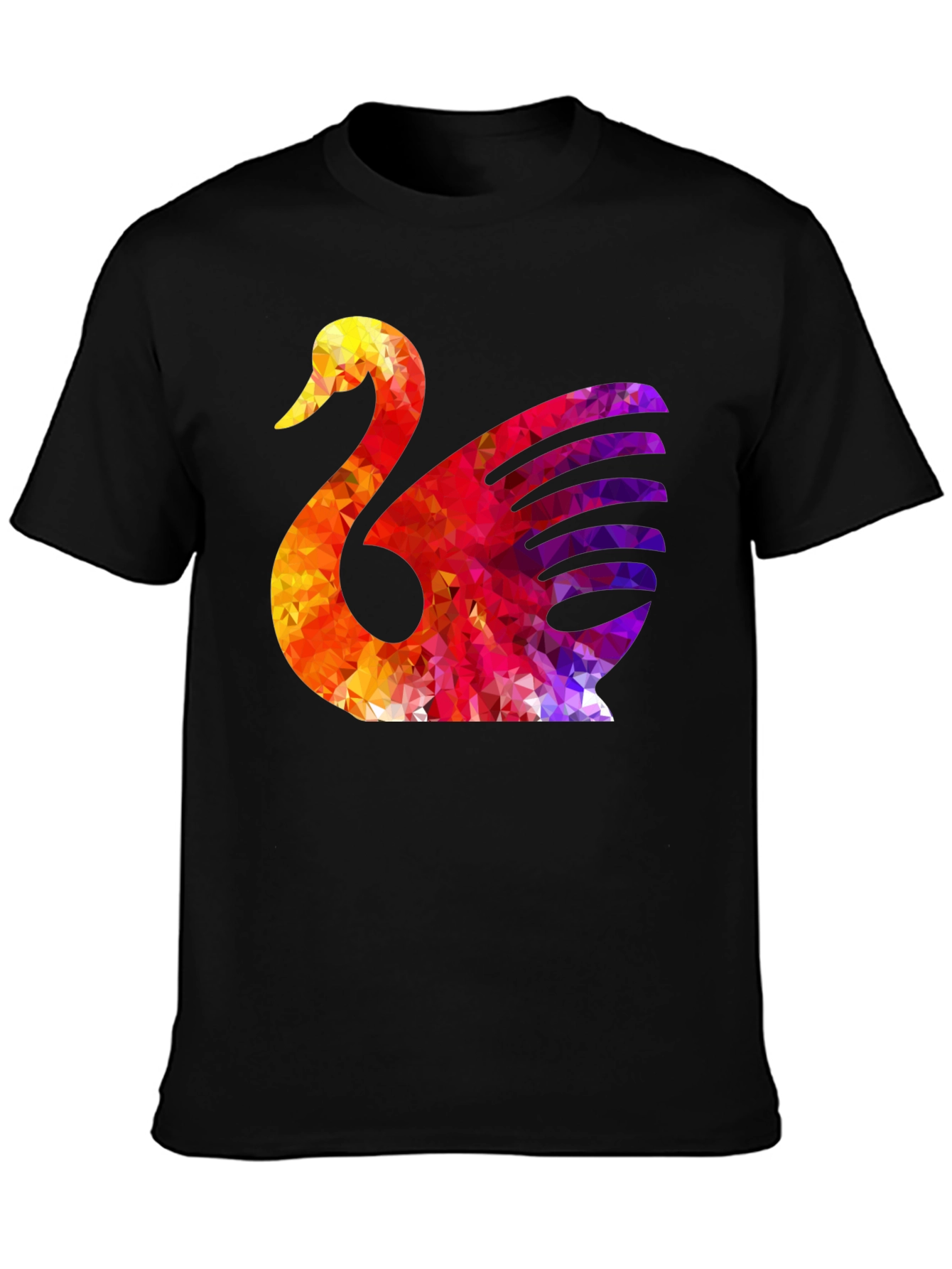Geometric Swan Graphic T-Shirt - Stylish Bird Tee